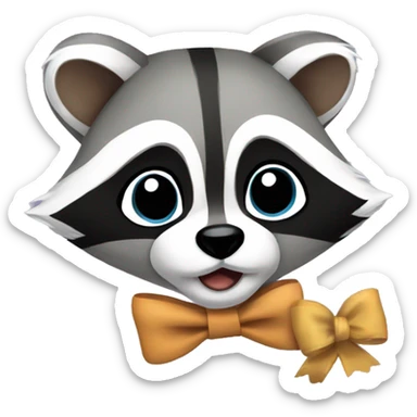 A raccoon with a bow sticker