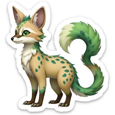 Feral Rare Fantasy colorful Vernid-Trico-species by LiLaiRa, random markings, tufted tail, tufted ears, full body sticker