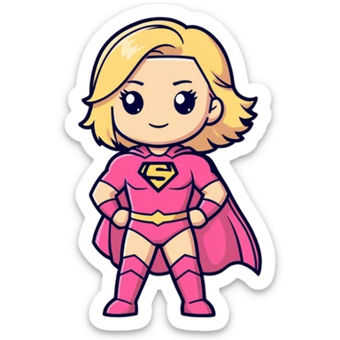 superhero girl with blonde hair and pink outfit sticker