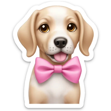 Cute dog wearing pink bow sticker