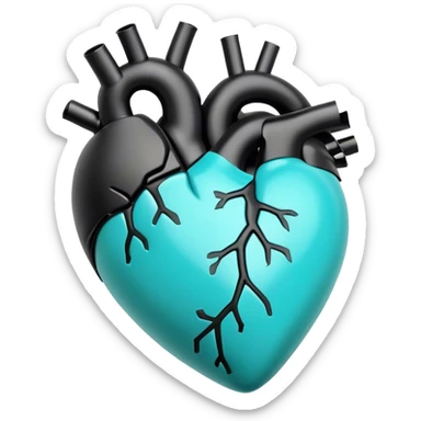 Turquoise heart and real black notes inside heart sticker