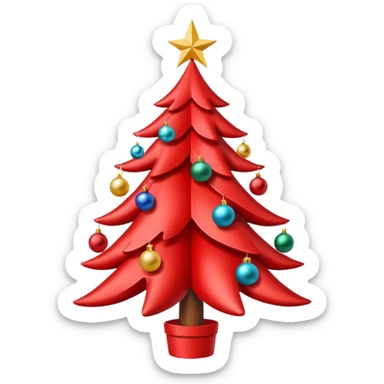 red Christmas tree with a star with the "S" logo on it sticker