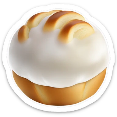 Petite boule de brioche ronde coupée en deux de manière verticale avec à l’intérieur de la crème blanche  sticker