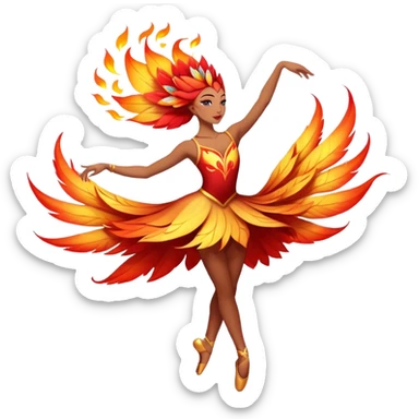 dancer doing firebird coming out a flower sticker