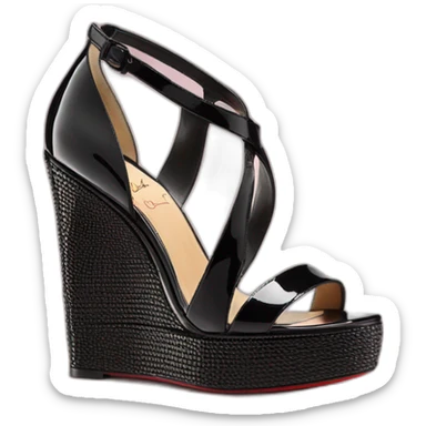 Platform wedges black patent louboutin sandal sticker