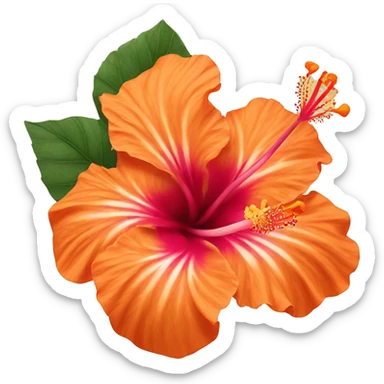 orange Hibiscus flower sticker
