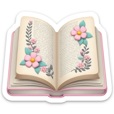 Gray Open book in a girly style sticker