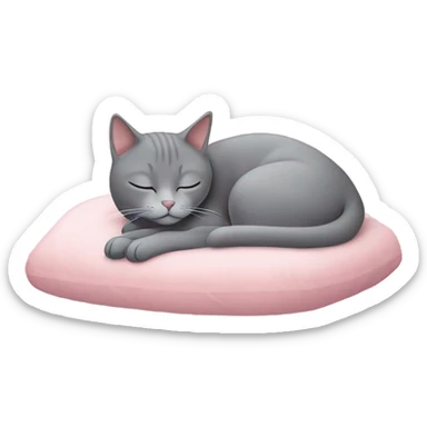 Grey Cat sleeping on pink bed sticker