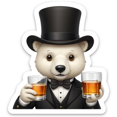 white bear head in a top hat with a whiskey sticker
