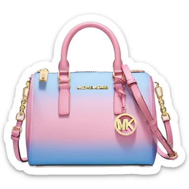 Realistic isolated pastel pink,pastel blue,bubblegum pink,and periwinkle ombre Michael Kors satchel purse.  sticker