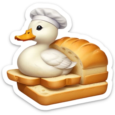 duck serving a loaf of gluten bread, no chef hat sticker