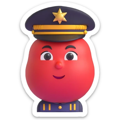 Tomato wearing Napoleon Bonaparte's bicorne hat and military officer uniform sticker