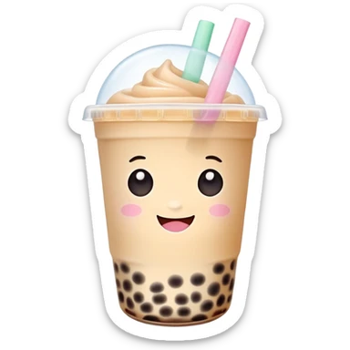 kawaii bubble tea with cute face and pastel colors sticker