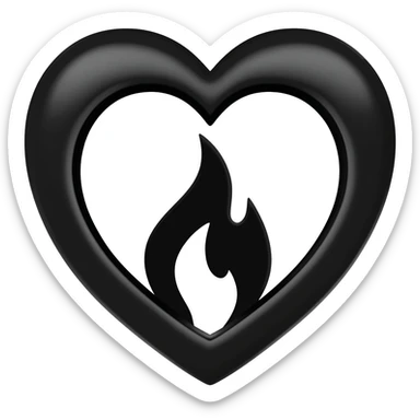 generate a black heart with a black flame sticker