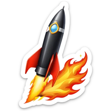 driving fine black rocket with fire color france sticker