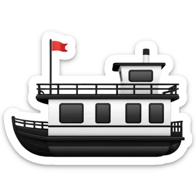 Simple black and white houseboat very basic sticker