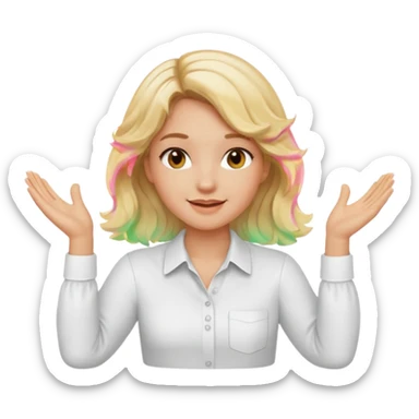 Not guilty hands up smirk girl wavy blonde haie sticker