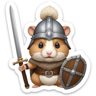 hamster with viking helmet and sword sticker