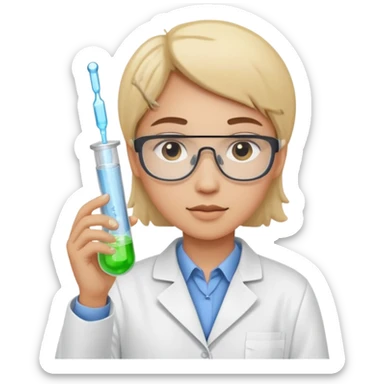 science lab lab technician hold test tube sticker