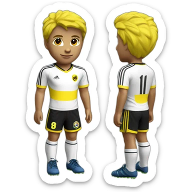 Joueur blanc maillot de foot jaune short noir sticker