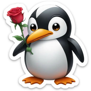 penguin with rose sticker