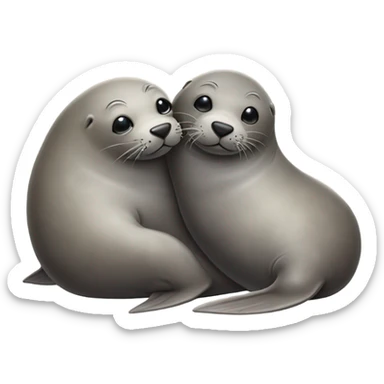 two seals hugging sticker