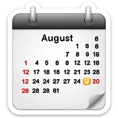Emoji of calendar page for August 18 like📅 sticker