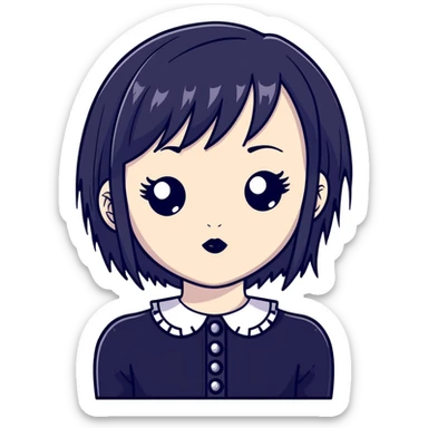pale skin goth girl with black hair sticker