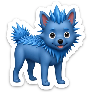 blue very spiky haired dog sticker