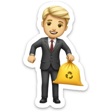 white business man throwing in trash sticker