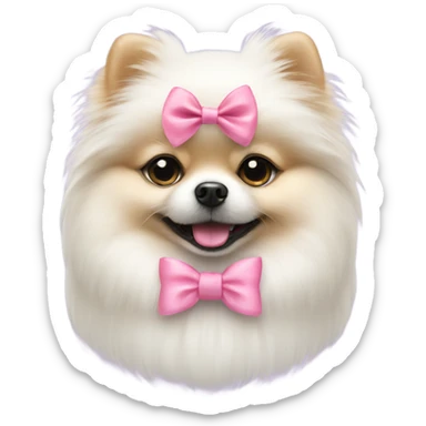 White Pomeranian with pink bow sticker