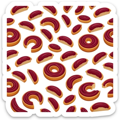 Chinese red bean cake sweet dessert with pattern, simplified emoji style with bold outlines and bright colors, cartoon style dou sha bing pastry sticker