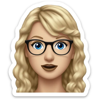 Realistic Taylor Swift, blu eyes, glasses  sticker