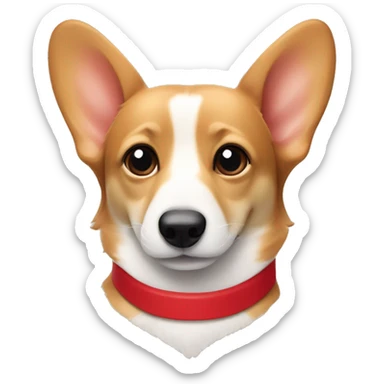 Wiener dog/corgi face tan and white, ears down, with red collar  sticker