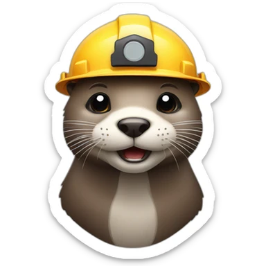 otter with construction head sticker