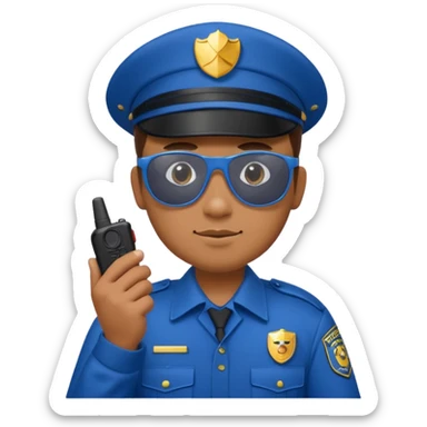 school security, blue cloth, sun glasses, holding walkie-talkie sticker