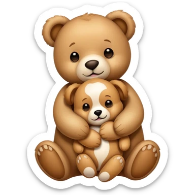 Teddy bear with a puppy sticker