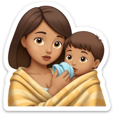 Girl sniffing her baby blanky sticker