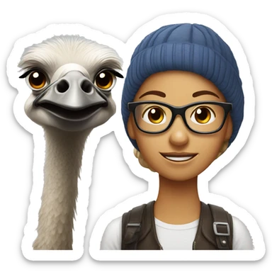 Pretty Girl with glasses riding ostrich sticker