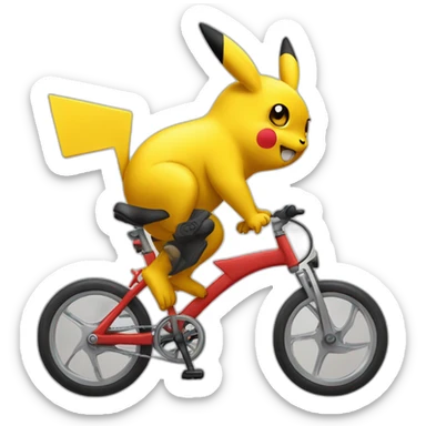pickachu sur un velo al'envers sticker