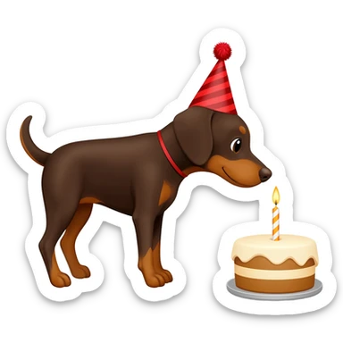 Brown German pinscher birthday emoji sticker