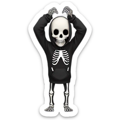 skeleton with skeleton hands in black hoodie get facepalm sticker