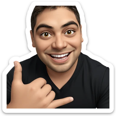 smiling boy with black shirt sticker