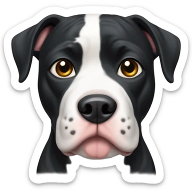 Black pit bull dog with white accents looking nervous sticker