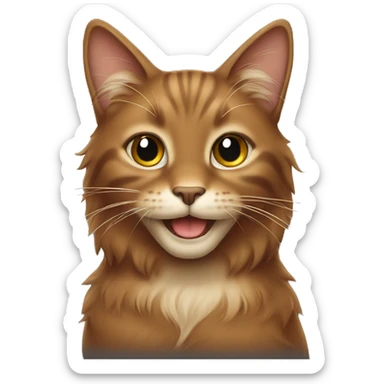 Brown long haired cat smiling sticker