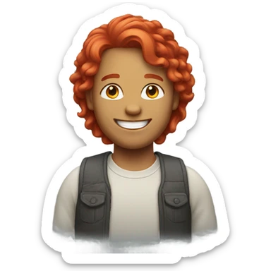 smiling solo with red hair sticker