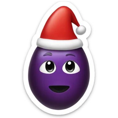 Brown eggplant wearing Santa hat sticker