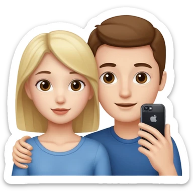 a girl and a boy posing for a selfie sticker