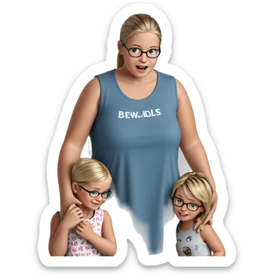 girl with boys and glasses sticker