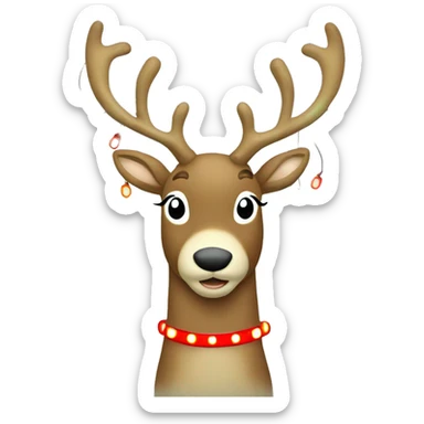Reindeer with red, green, & white vintage Christmas lights  sticker